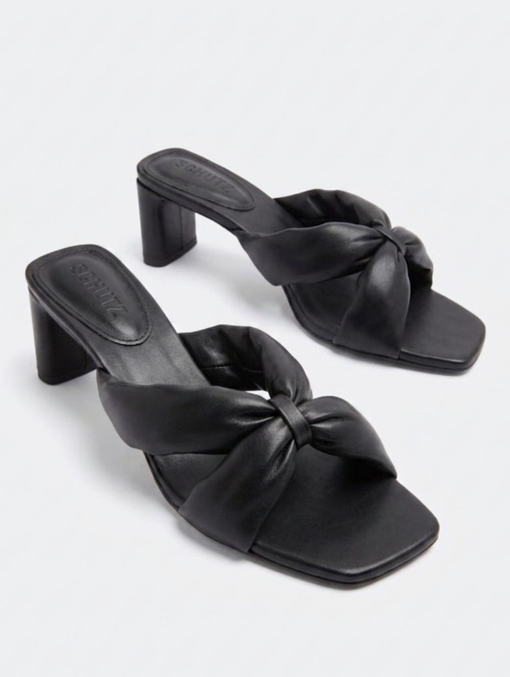 Schutz Fairy Mid Leather Sandals Black Size 7.5